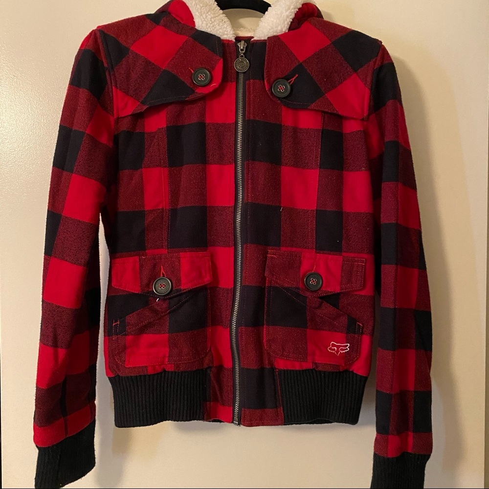 Fox Girls Lined Buffalo Plaid Jacket